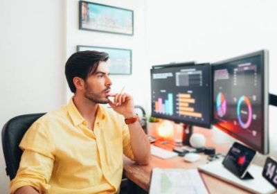 Man working remotely from home